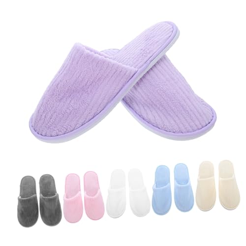 Beavorty 6 Paare Hotel Gästeschuhe Unisex Waschbare Antirutsch Fleece Hausschuhe Geschlossene Zehen Weiche Leichte Spa Slipper Für Innenbereich Reise Und Gästezimmer Bunte Farben von Beavorty