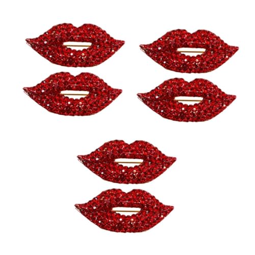 Beavorty 6 Stck Lippen Brosche mit Funkelnden Strasssteinen Kleine Rote Lippenform Anstecknadeln Modisches Schmuckaccessoire für Damen Vielseitig für Party Hochzeit Valentinstag Geeignet von Beavorty