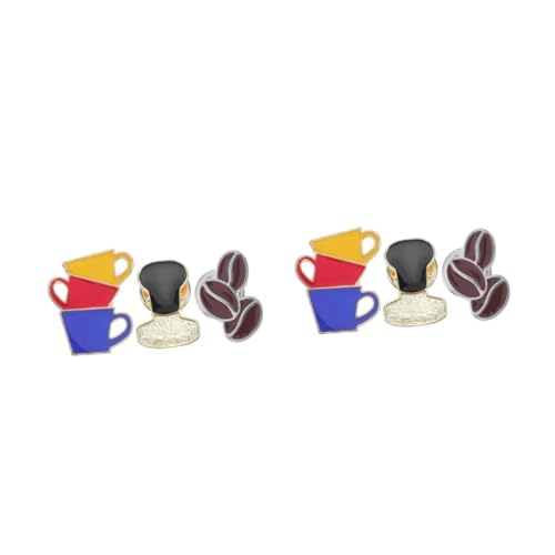 Beavorty 6 Stck. Teiliges Kaffee Broschen Set Langlebigem Metall mit Kaffee Tamper Kaffeetassen und Kaffeebohnen Design Trendigem Öltröpfchen Modischem Anstecker für Kleidung Schals Hüte von Beavorty
