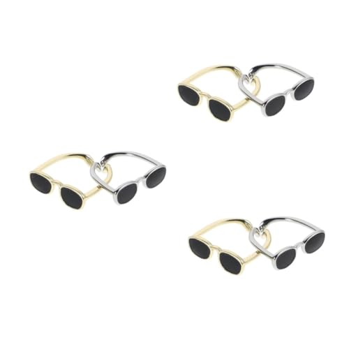 Beavorty 6 Stck. Verstellbare Offene Fingerring Brillenringe für Damen und Jugendliche Kreative Verstellbare Ringbänder Schmuckaccessoire für Partys Hochzeiten und Alltag von Beavorty