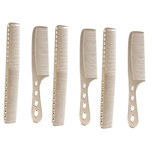 Beavorty 6 Stk Professionelle Haarschneidemaschinen für Friseure Haarkämme aus Edelstahl haarschneidemaschinen herren Kamm für Männer Gabelkamm Mann Kamm Rostfreier Stahl Weltraum Aluminium von Beavorty