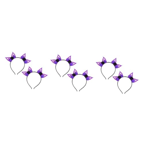 Beavorty Stirnbänder Für Kinder 6 Stk Stirnbänder für Kinder Kopfschmuck für Mädchen Party-Haare Haarkugel Ohr Kopfschmuck Haarreifen Stirnband Ohrring Violett Haarball von Beavorty