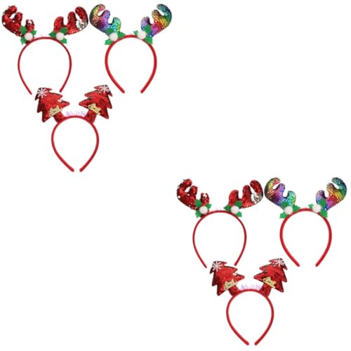 Beavorty 6 Weihnachtliches dekoratives Stirnband Weihnachts- -Haarbänder, Weihnachtsbaum-Stirnband weihnachts haarschmuck weihnachtshaarschmuck weihnachtsdeko Weihnachtskopfschmuck von Beavorty