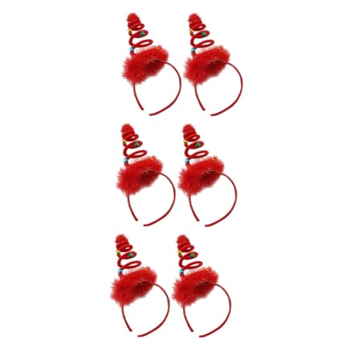 Beavorty 6 Stk Weihnachtskopfschmuck Lustige Haarbänder Mädchen Haargummis Mit Schleifen Bh-verlängerer Weihnachtsbaum-stirnband Mit Glocken Weihnachtshaar Rot Weihnachtsmütze Krawatte von Beavorty