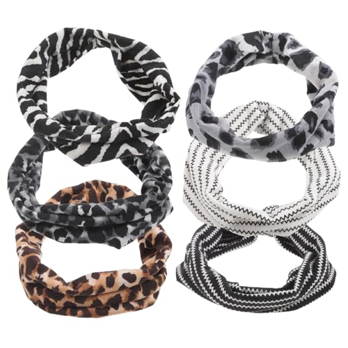Beavorty 6 Stück Damen Sport Haarbänder Teiliges Elastische Rutschfeste Stirnbänder für Yoga Fitness Laufen Schweißabsorbierend Vielseitig Einsetzbar mit Modischen Mustern in Weiß von Beavorty