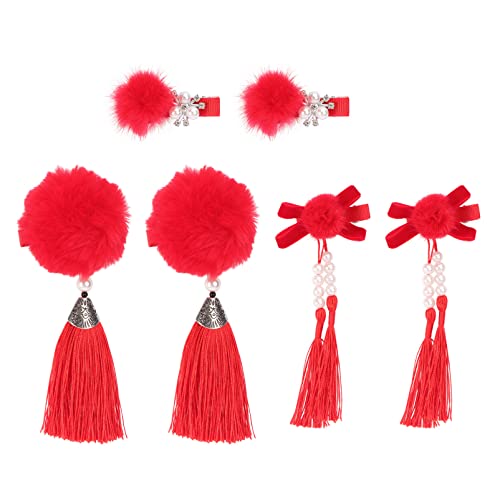 Beavorty 6st Fellknäuel Haarspange Kopfschmuck Pom Pom Ball Haarspange Haarschleife Für Mädchen Traditionelle Haaraccessoires Weihnachtshaarnadel Behaart Kind Plüschkugel Legierung von Beavorty