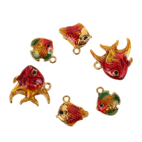 Beavorty 6 Stück Fisch Anhänger Edelstahl Tiermotiv Schmuckanhänger mit Wasserdichter Ölbeschichtung für Halsketten und Armbänder Kreativer Ozeanstil DIY Zubehör von Beavorty