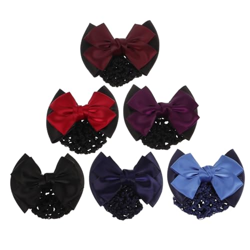 Beavorty Eleganter Haarschmuck Für Damen 6 Stück Schleife Haarnadel Kopfschmuck Netz-mesh-clips Für Dutt Rot Schwarz Weinrot Dunkelhell von Beavorty