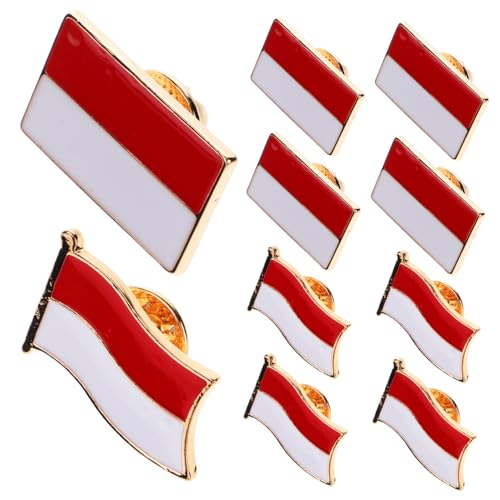 Beavorty 6 Stück Indonesien Flagge Anstecknadeln Metall Broschen Patriotisch für Männer Frauen Party Kleidungsschmuck Lapel Pins Robust Langlebig von Beavorty