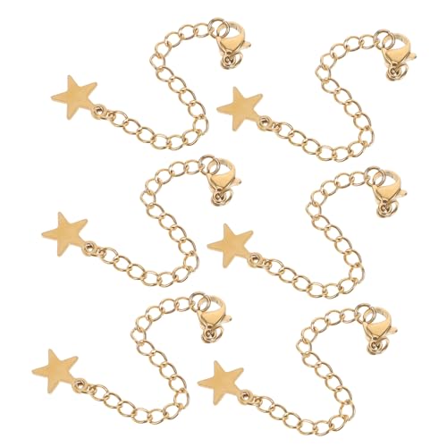 Beavorty 6 Stück Kettenverlängerung aus Langlebigem Edelstahl mit Karabinerverschluss und Sternanhänger Verstellbare Schmuck Extender für Armbänder und Halsketten für Schmuckherstellung von Beavorty