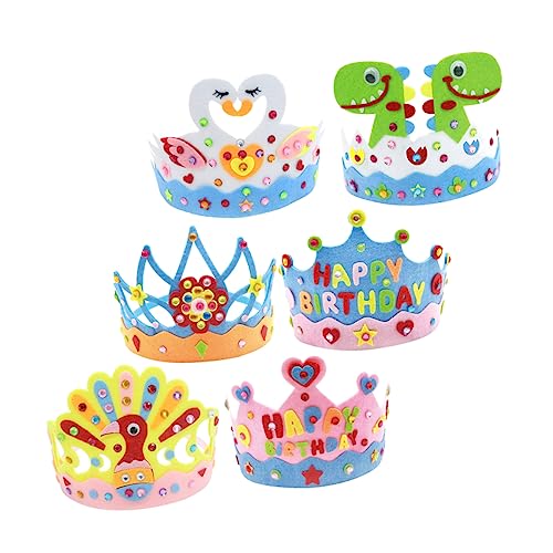 Beavorty Kinderhüte 6 Stück Kronen-Set Für Mädchen Krone Prinzessin Kronen Mädchen Basteln Geburtstagsfeier Kronen Hüte Diy-Partyhüte Krone Kopfschmuck Kreative Tiara Diy-Zubehör Geburtstag von Beavorty