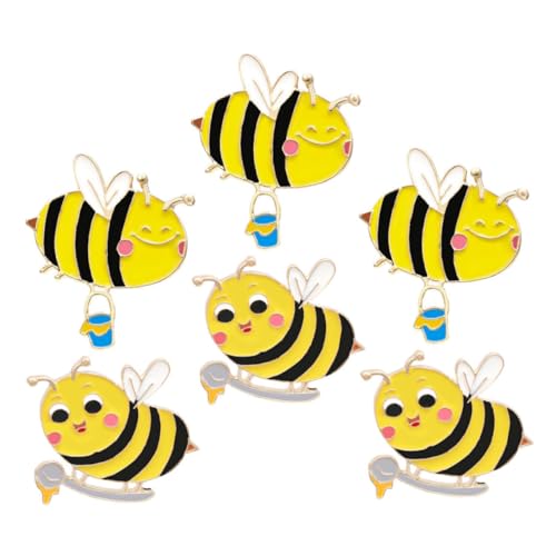 Beavorty 6 Stück Niedliche Biene Broschen für Cartoon Insekten Pins Robustem Material Anstecknadeln für Kleidung und Rucksäcke Vielseitiges Accessoire für Schule und Freizeit von Beavorty