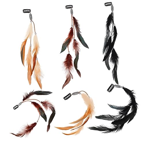 Beavorty 6st Haarspange Mit Federquaste Haarverlängerungen Mit Clips Pflaume Haarschmuck Federn Für Deine Haare Hippie-haarverlängerungen Stirnband Haarfedern Cosplay Fräulein Kunsthandwerk von Beavorty