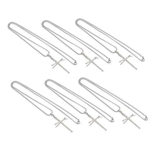 Beavorty 6 Stück Teiliges Herren Kreuzanhänger Edelstahl Großer Silberner Cross Charm Hiphop inspirierte Streetwear Kette Leichter Gebetsanhänger Vielseitiges Modeschmuck von Beavorty