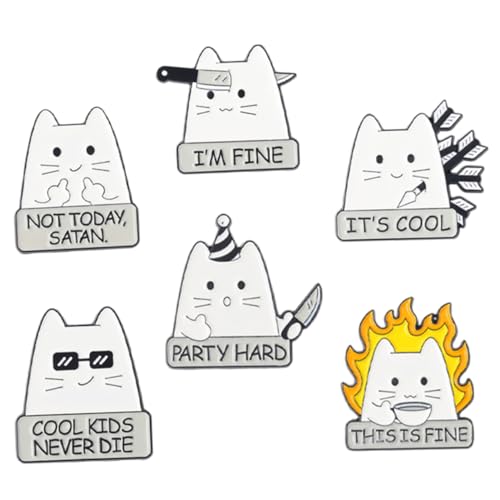 Beavorty 6stücke Cartoon Katze Broschen Für Frauen Emaille Anstecknadeln Legierung Niedliche Katzennadel Für Rucksack Und Kleidung Modisches Accessoire Geschenkidee Für Halloween Und von Beavorty