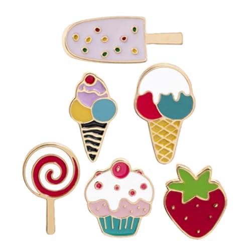 Beavorty 6stücke Teilige Eiscreme-süßigkeiten-brosche Cartoon-brosche Süße Etikett- Partygeschenke Für Mädchen Und Frauen Für Stoffbeutel Jeans Mode Accessoires von Beavorty