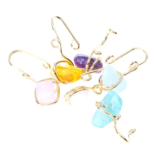 Beavorty 6 Stück Teiliges Set Afrikanische Fake Nasenringe für Frauen Perforierte Steine Clips für Nasenschmuck Handgefertigte U Förmige Nasenringe Gold und Kristallfarben für von Beavorty