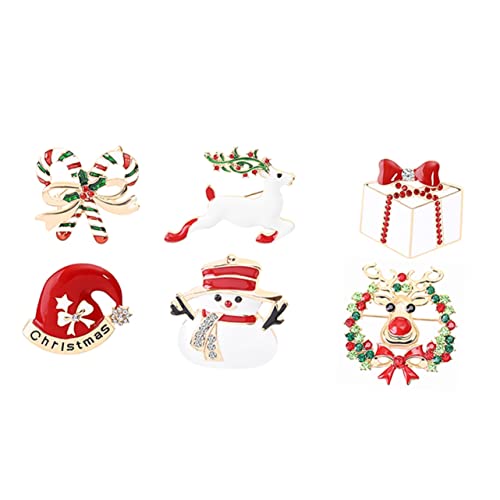 Beavorty 6 Stück Teiliges Weihnachtskleidung Brosche Kreative Anstecknadeln für Damen und Herren Festliche Dekoration für Partys und Tägliches Tragen von Beavorty