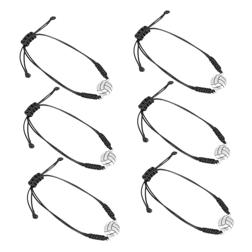 Beavorty 6 Stück Verstellbares Geflochtenes Armband mit Volleyball Anhänger für Jungen und Mädchen Teiliges Modisches Kinderarmband für Sportteams und Besondere Anlässe von Beavorty
