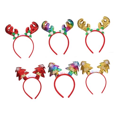 Beavorty 6stücke Geweih Stirnband Mit Verschluss Weihnachten Pailletten Haarreif Weihnachtsbaum Party Kopfschmuck Haarreifen Für Party Und Fotos von Beavorty