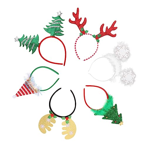 Beavorty 6st Weihnachtsgeweih Stirnband Weihnachtsstirnband Für Damen Weihnachtsstirnband Für Mädchen Weihnachtsohren Stirnband Schneeflocken-kopf-bopper Kind Stoff Haarnadel von Beavorty