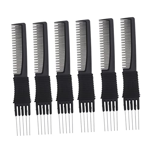 Beavorty 6-Teiliger Stahlgabelkamm Stylingkamm Für Männer Schwarzer Kamm Haarliner Für Männer Haarbürste Herren-Haarpickel Mit Metallzinken Haarpickkamm Haarversorgung Haarkamm von Beavorty