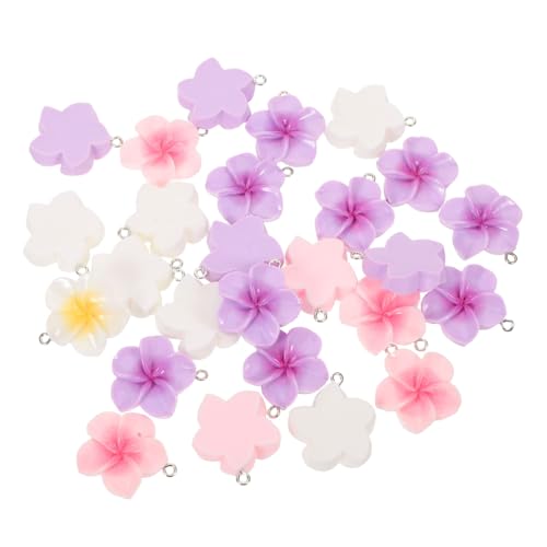 Beavorty 60 Stück Bunte Plumeria Resin Anhänger Leichte Fünfblättrige Mini-blumen Charms Tropische Schmuckanhänger für Armbänder Ohrringe Strandhochzeit DIY Accessoires von Beavorty
