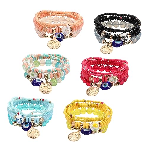 Beavorty 6sätze Böhmisches Armband Mit Auge-design Geflochtene Armbänder Für Frauen Sets Aus Kettenarmbändern Und Farbecht Als Schmuck Und von Beavorty