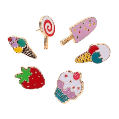Beavorty 6Stücke Anstecknadeln Legierung mit Eiscreme Cupcake Lollipop Lustige Abzeichen für Kleidung Taschen von Beavorty