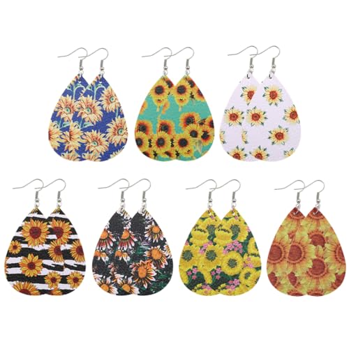 Beavorty 7 Paar Sonnenblumen Ohrringe PU Kreative Damen Ohrhänger für Modebewusste Frauen Accessoire für Partys und Alltag Beavorty 7 Paar Sonnenblumen Ohrringe PU Kreative Damen Ohrhänger für Modebewusste Frauen Accessoire für Partys und Alltag von Beavorty