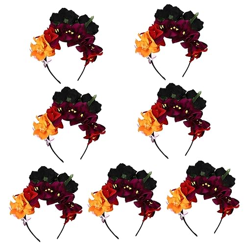 Beavorty 7 Stk Rosa Stirnband Mexikanischer Haarkranz Simuliertes Blumenstirnband Sommer Dia De Los Muertos Kopfschmuck Glitzerndes Rosen-stirnband Simulation Fräulein Cosplay Stoff Zubehör von Beavorty