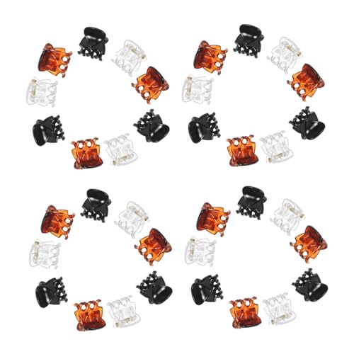Beavorty 72 Stück Teiliges Mini Haarklammern mit quadratischer Basis Kleine rutschfeste Haarclips in Schwarz, Kaffee und Transparent für Frauen und Mädchen zum Fixieren von Stirnfransen und von Beavorty