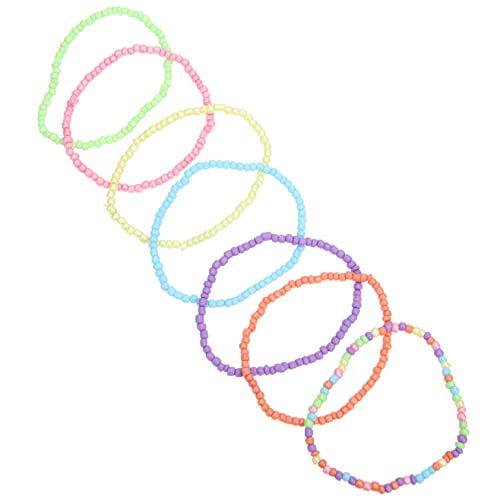 Beavorty 7Stücke Teiliges Armband für Mädchen Farbige Perlenarmbänder Stapeln für Strand und Party Anlässe Langlebig und Anpassbar von Beavorty