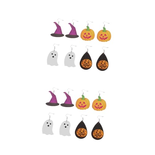 Beavorty 8 Paare Chic Halloween Ohrhänger Teiliges Langlebigem Material mit Kreativen Kürbis und Hexenhut Motiven Leichte Damenohrringe für Party und Alltag Angenehm zu Tragen von Beavorty