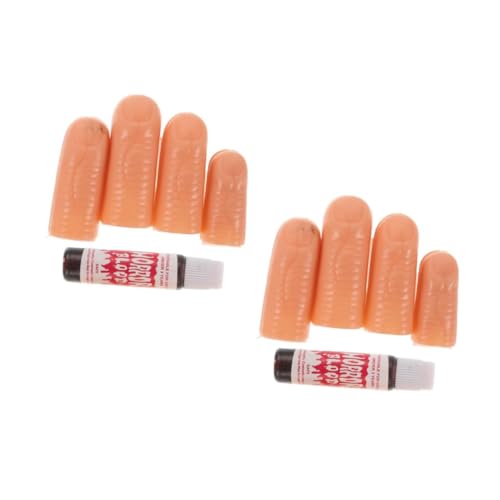Beavorty 8 Stck. Teiliges Halloween Fake Finger Set mit Realistischem Kunstblut Hautfreundlich Langlebig und Wiederverwendbar Horror Kostümzubehör für Cosplay Party und Spezialeffekte von Beavorty