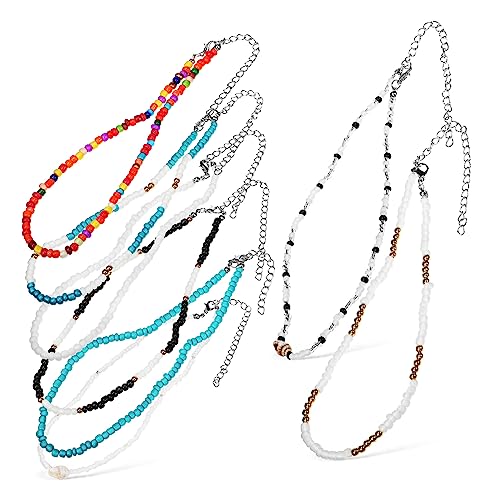 Beavorty 8 Stück Bohemian Halskette Für Hippie Party Perlen Choker Halskette Trendy Kette Damen n Choker Bunte Perlen Bunte von Beavorty