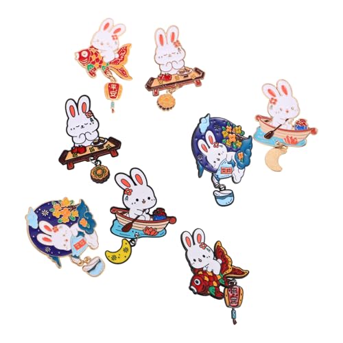Beavorty 8 Stück Cartoon Kaninchenbrosche Süße Brosche Schmuck anwesend für Frauen niedliche Tierbroschennadeln Abzeichen Brosche Häschen Broschennadeln Zinklegierung von Beavorty
