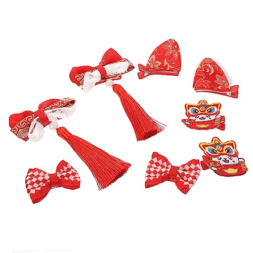 Beavorty 8st Haarnadelschleife Neujahr Baby Haarspangen Schwarze Schleife Blaue Haarschleife Hanfu Kostüm Haarschmuck Frühlingsfest Haarspangen Festlich Polyester Rotes Band Mädchen von Beavorty