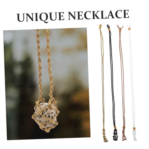 Beavorty 8 Stück Teiliges Kristallstein Halter Halskette Verstellbare Handgefertigte Netz Kordel Großer Steinanhänger Schmuck Schwarze Braune Weiße Farbtöne und Dekoratives Accessoire von Beavorty