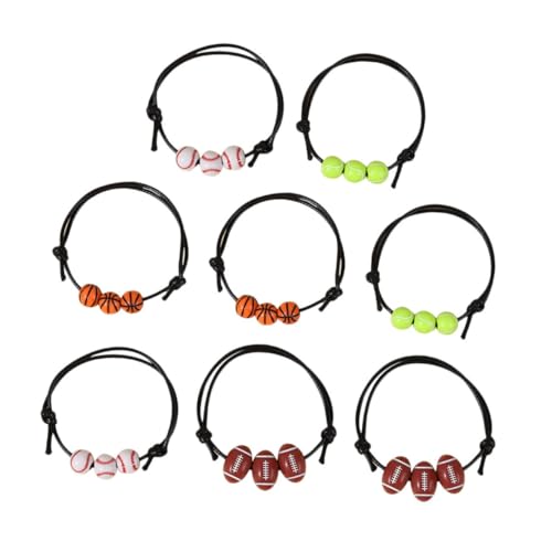 Beavorty 8 Stück Teiliges Sportarmband mit Verstellbaren Fußball Baseball Tennis Rugby Charms Seilarmbänder für Jungen Teens Fans Geeignet als Team Accessoire und Partygeschenk von Beavorty