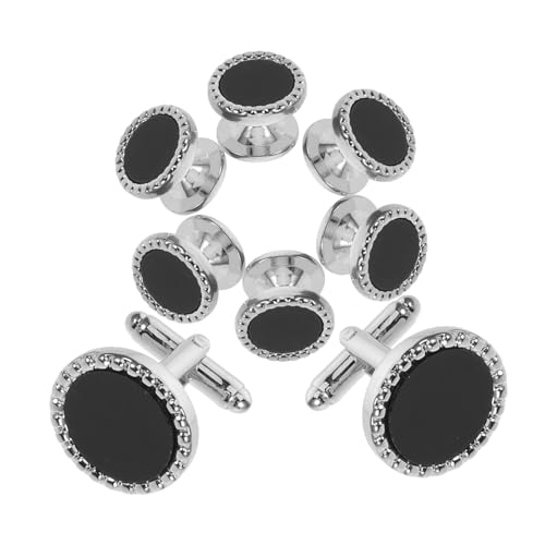 Beavorty 8 Stück Tuxedo Manschettenknöpfe Hemdknöpfe Manschettenknöpfe Anzugstiftdekoration Anzug Schmuckdekoration Vintage Runde Smokingstollen Schwarz von Beavorty