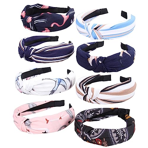 Beavorty Satin-Stirnbänder 8 Stücke Geknotete Stirnbänder Für Mädchen Damen Stirnbänder Bandana Stirnband Kreuz Haar Haarband Kreuz Knoten Stirnband Mode Schal Verpassen Satin Haargummi von Beavorty