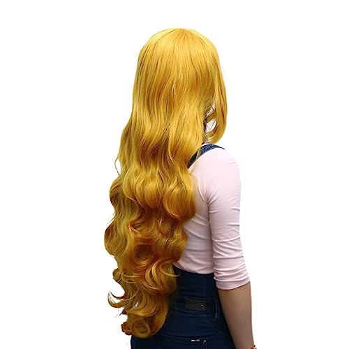 Beavorty Haarperücken 80Er Perücke Mit Pony Rosa Perücke Mit Pony Gewellte Perücke Mit Pony Perücken Für Frauen Haarkapuze Damenhaarperücke Haaraccessoire Miss Yellow von Beavorty