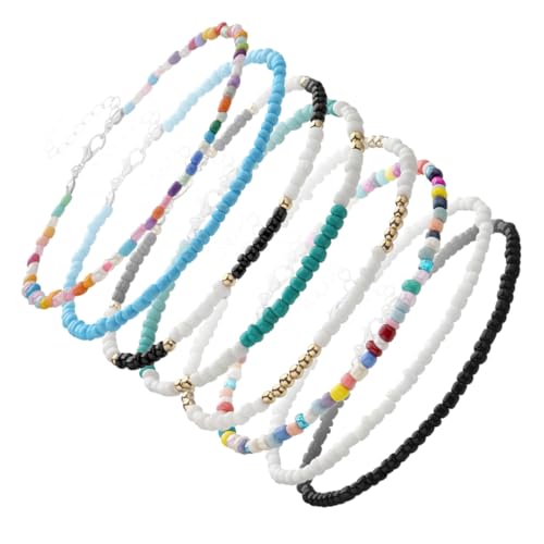 Beavorty 8Stücke Einstellbare Fußkette Teiliges Bunten Perlen für Sommer Modisches Fußdekor für Perfektes für Partys Anlässe Langlebig von Beavorty
