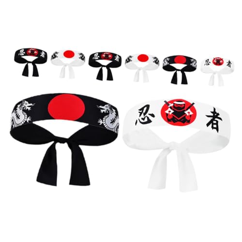 Beavorty 8stücke Japanisches Stirnband Traditionelles Haarband Japanische Kopfbedeckung Für Kochen Küche Karate Sport Kostümzubehör von Beavorty