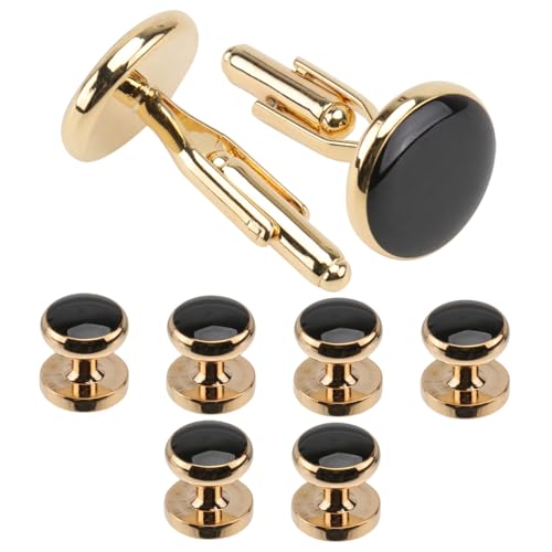 Beavorty 8Stücke Teiliges Tuxedo Manschettenknöpfe Kupfer Klassische Tropfenmanschettenknöpfe für Herren für Hochzeiten Formelle Anlässe Goldener Manschettenknöpfe von Beavorty