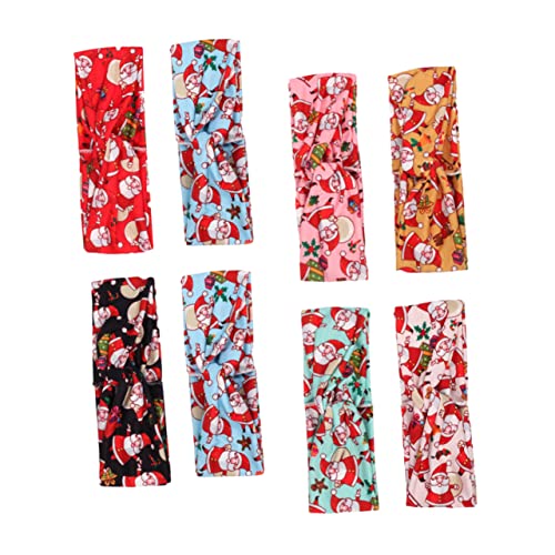 Beavorty Weihnachts-turban-haarbänder 8 Stück Weihnachtliche Elastische Stirnbänder Weihnachtsmuster Damen-kopfbedeckungen von Beavorty