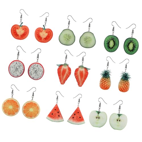 Beavorty 9 Paare Kreative Frucht Ohrhänger Lustige Lebensechte Obst Ohrringe für Frauen für Partys und Alltag Modischer Ohrschmuck Buntem Design Beavorty 9 Paare Kreative Frucht Ohrhänger Lustige Lebensechte Obst Ohrringe für Frauen für Partys und Alltag Modischer Ohrschmuck Buntem Design von Beavorty