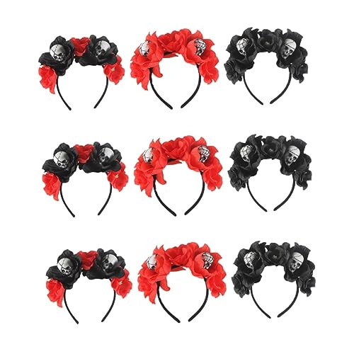 Beavorty 9 Stk Blumenschädel-stirnband Kopfschmuck Polyestertuch Kranz Rosen 3d von Beavorty