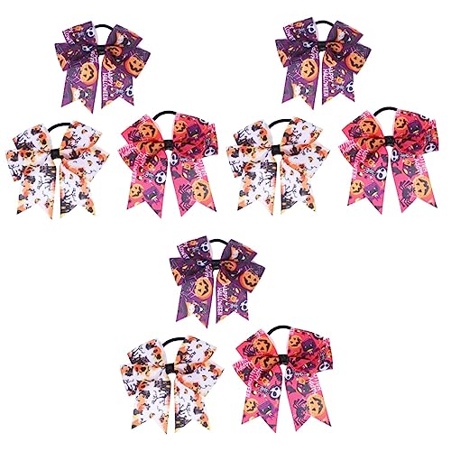 Beavorty 9 Stk Halloween-haargummi Kürbis-cheer-bogen Halloween-bögen Für Mädchen Cheer Bows Für Cheerleader Halloween-jubelbögen Halloween Groß Haargummis Schleife Frau Elastizität Ring von Beavorty